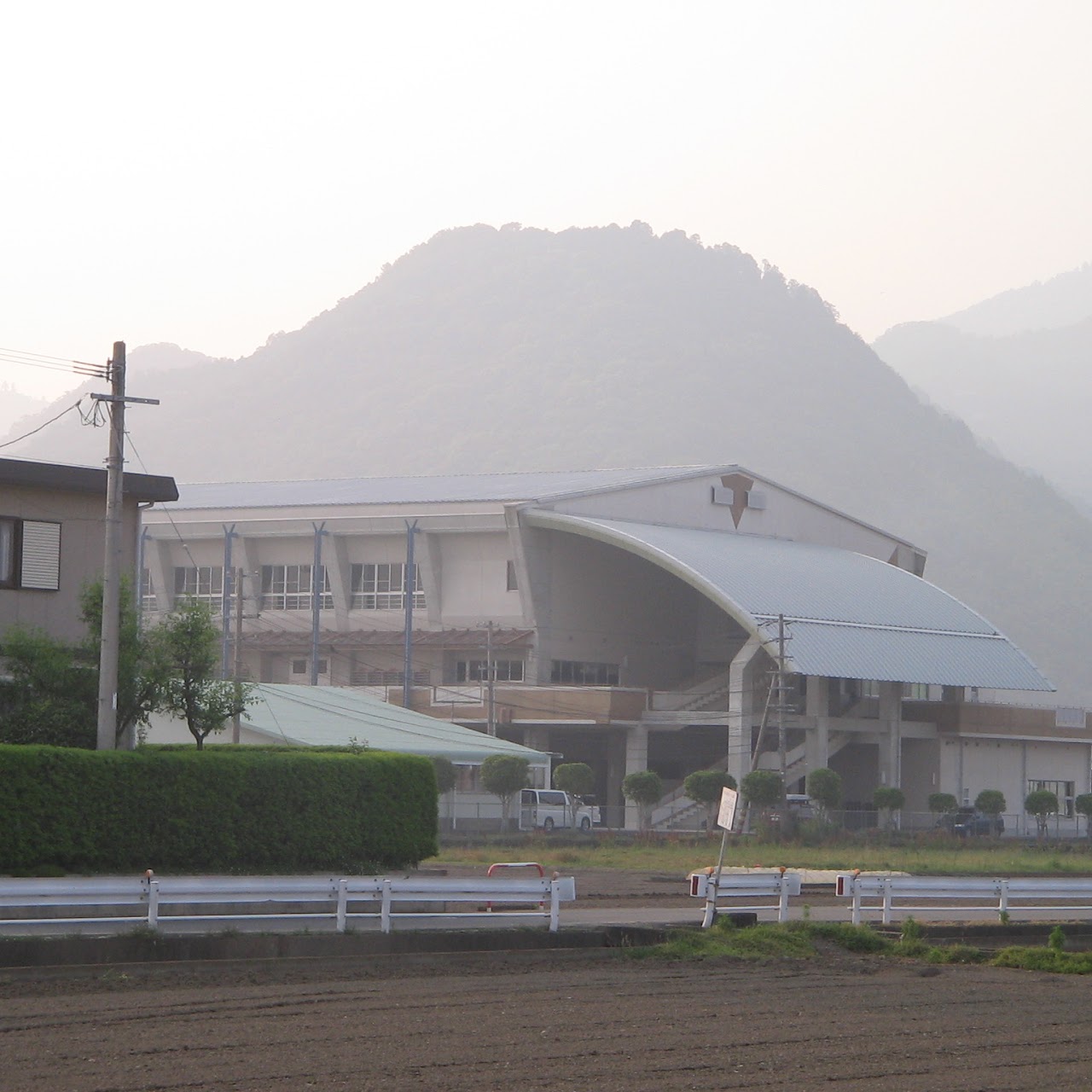 Sunset under Kinpozan at Nishi High School.
